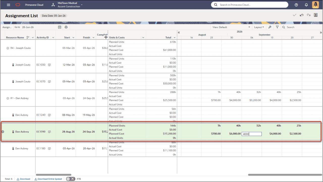 Oracle Primavera Cloud 26.7 New Features